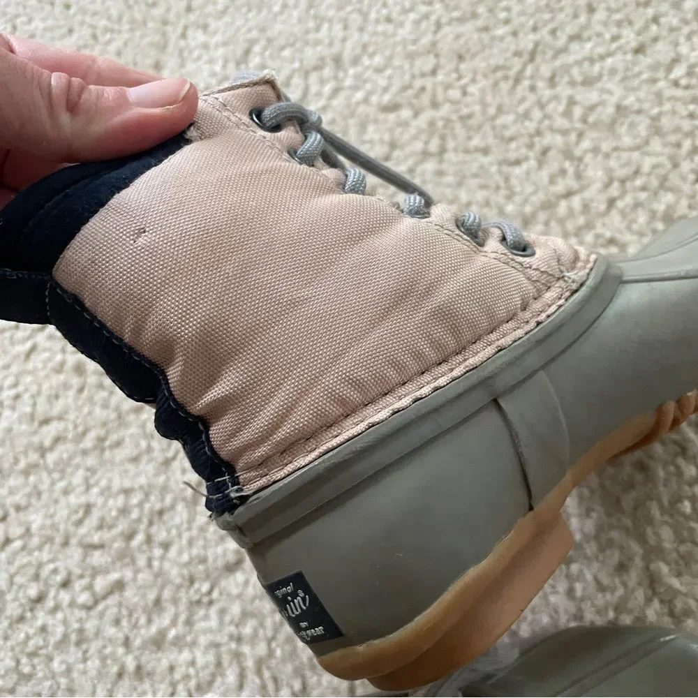 Original Penguin Girls Pink and Gray Duck Boots Size 13 Toddler Winter Rain